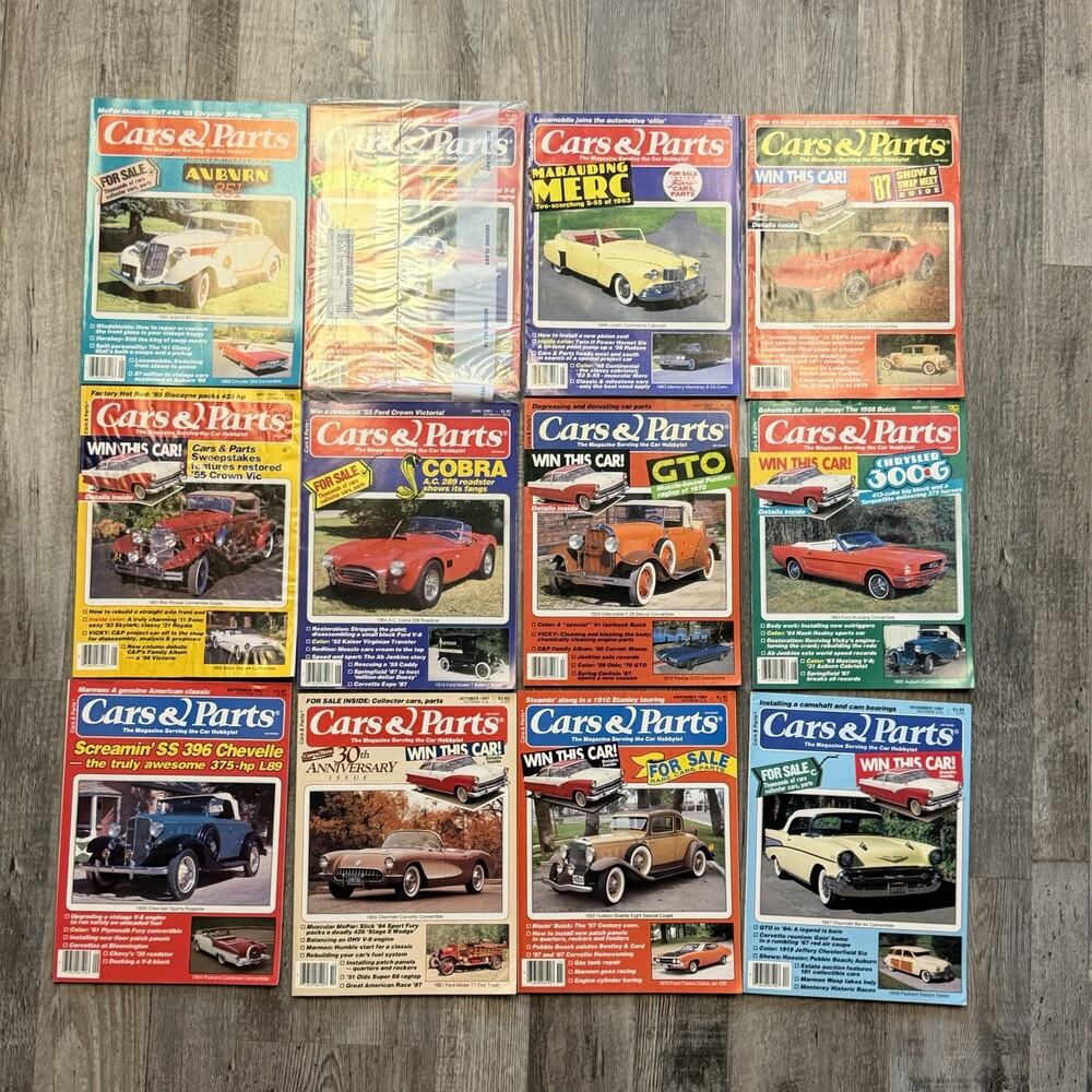 Lot 12 Cars & Parts Magazine Full Year 1987 Vintage Auto Car Culture Full Set